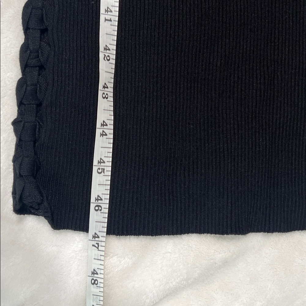 Zara Knitwear Collection Black Ribbed Midi Dress w/ Braided Side Detail NWT - Picture 5 of 9